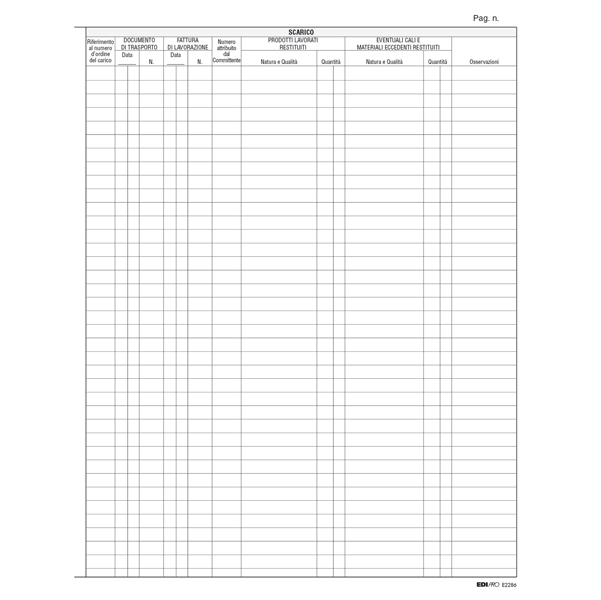 Registro merci in lavorazione - 31 x 24cm - 47 fogli - Edipro