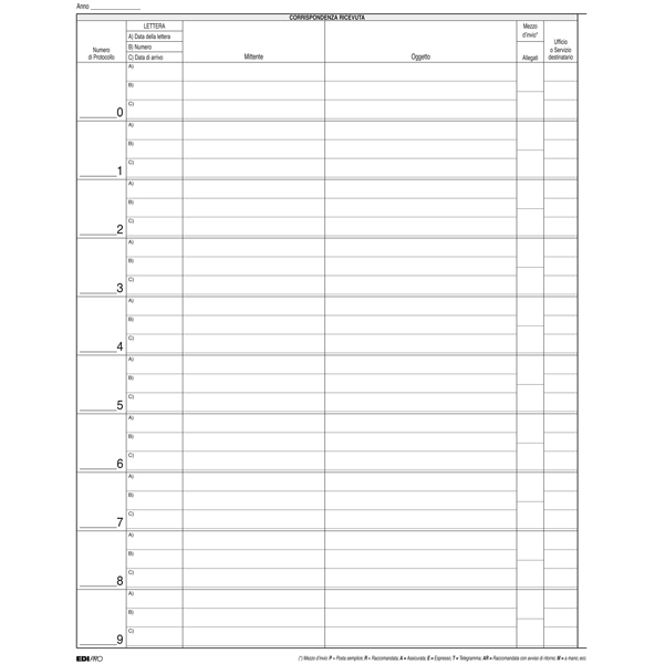 Registro corrispondenza arrivo/partenza - 31 x 24,5cm - 200 fogli - Edipro