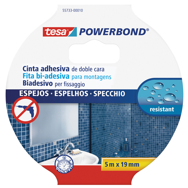 Nastro biadesivo per specchi Tesa Powerbond - 5 mt x 19 mm - bianco - Tesa