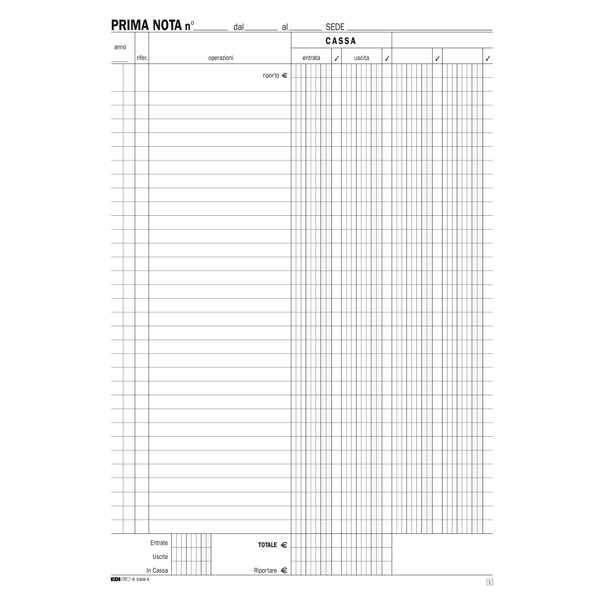 Blocco prima nota cassa - 50/50 fogli autoricalcanti - 31 x 21cm - Edipro