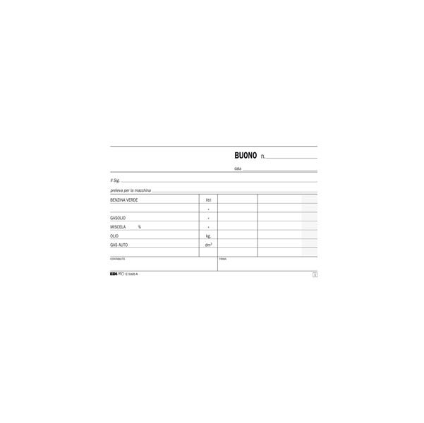 Blocco prelievo carburante - 50/50 fogli autoricalcanti - 9,9 x 17cm - Edipro