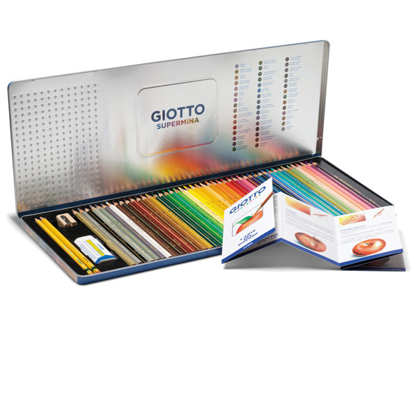 Pastello Supermina - mina 4 mm - colori assortiti - Giotto - astuccio in metallo 50 pezzi