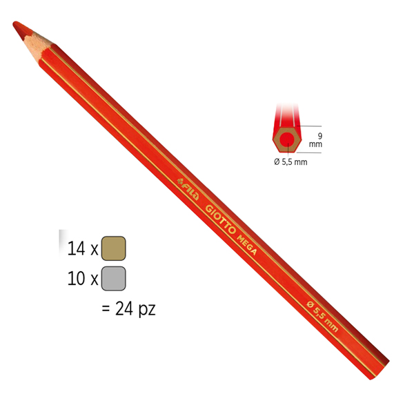 Pastelli Mega - diametro mina 5,5 mm - oro/argento - Giotto - barattolo 24 pezzi