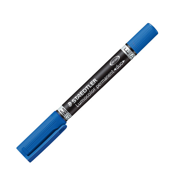 Pennarello Lumocolor Permanent Duo 348 punta feltro - punta 0,6mm e 1,5mm - blu - Staedtler