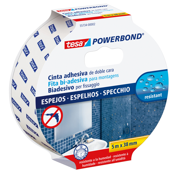 Nastro biadesivo per specchi Tesa  Powerbond - 5 mt x 38 mm - bianco - Tesa