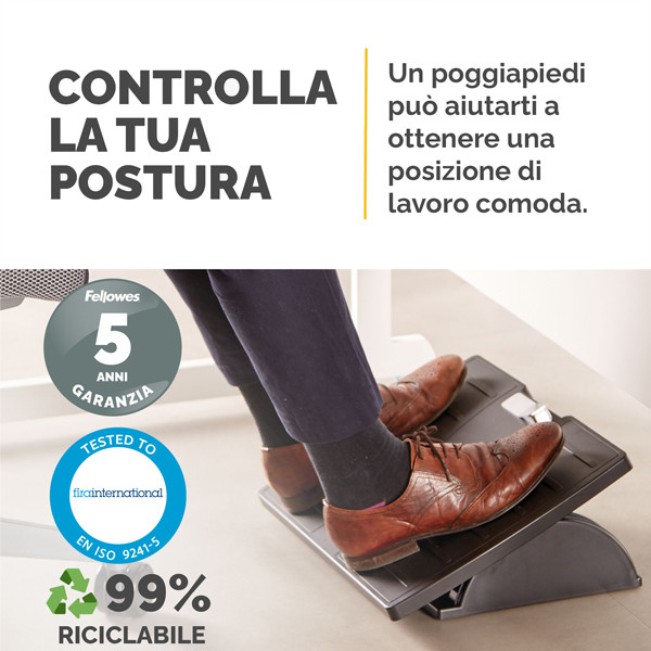 Poggiapiedi regolabile - con sistema antibatterico Microban - Fellowes