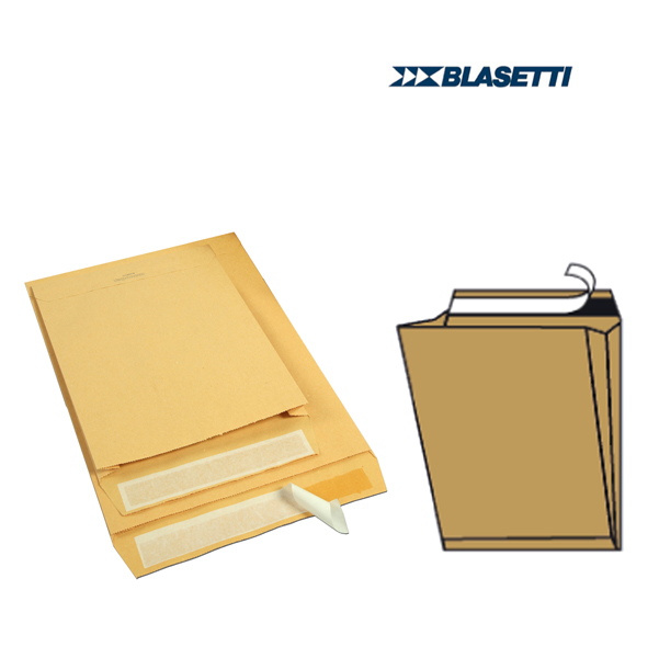 Busta a sacco avana - serie Mailpack - soffietti laterali - fondo preformato - strip adesivo - 250x353x40 mm - 80 gr - Blasetti - conf. 10 pezzi