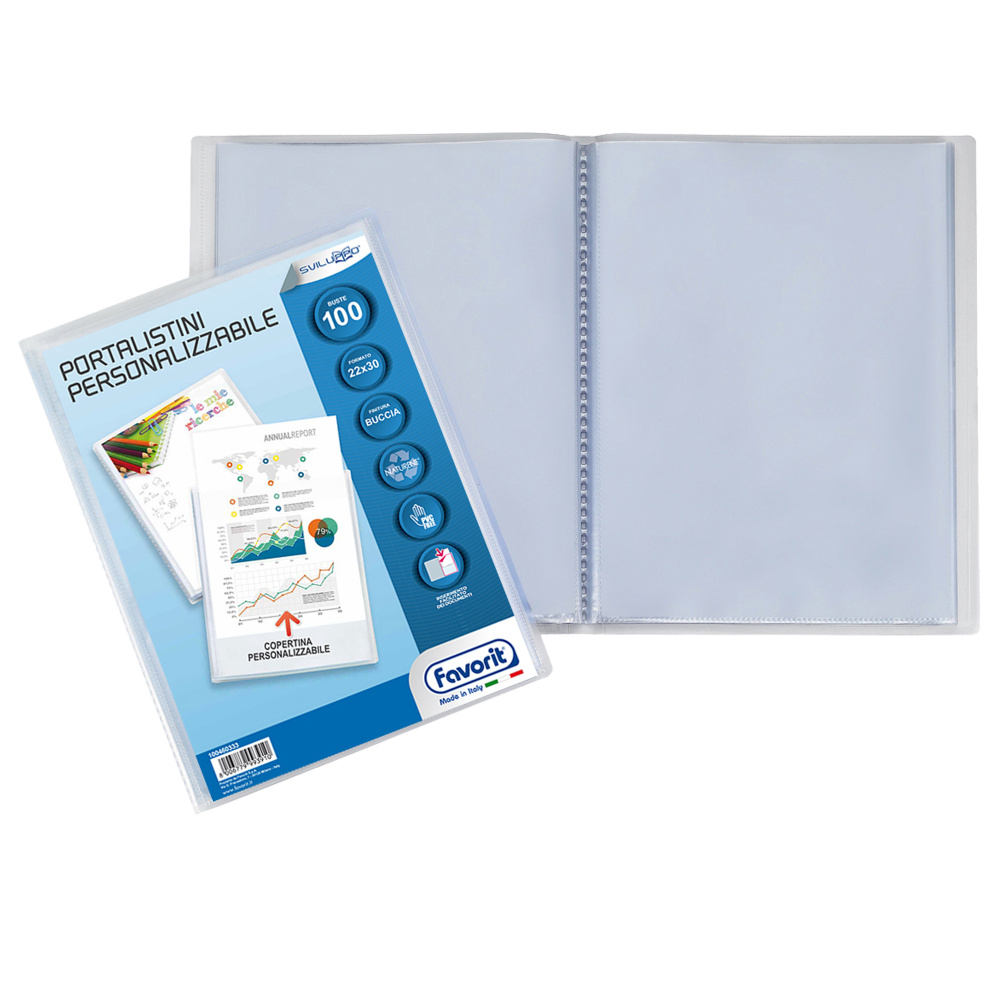 Portalistini personalizzabile Sviluppo - buccia - 22x30 cm - 100 buste - trasparente - Favorit