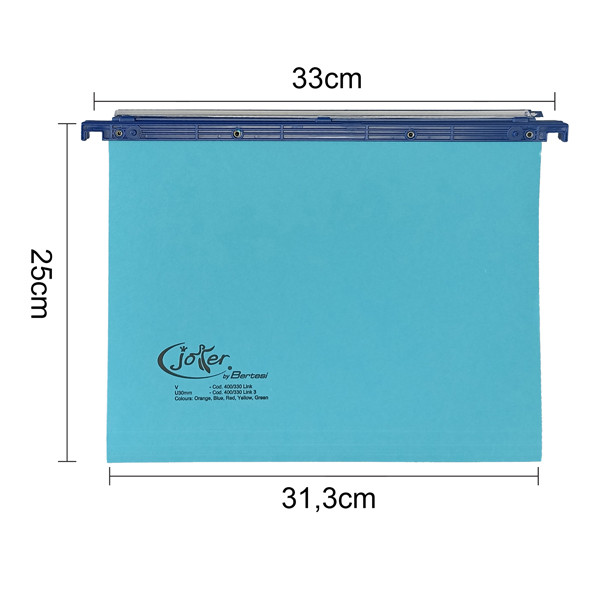 Cartella sospesa Joker - cassetto - interasse 33 cm - fondo V - 31,3 x 25 cm - blu - Bertesi