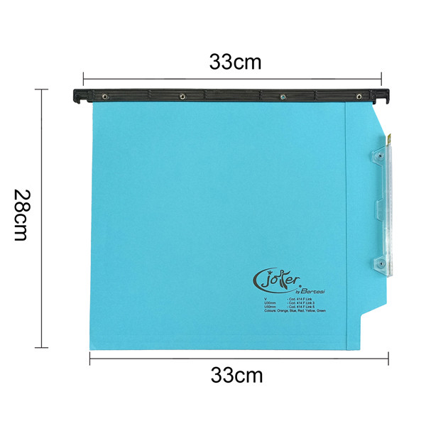 Cartella sospesa Joker - armadio - interasse 33 cm - fondo V - 33 x 28 cm - blu - Bertesi