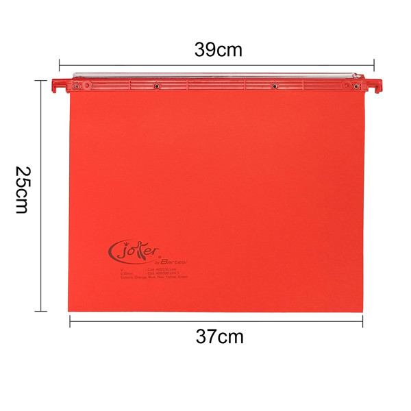 Cartella sospesa Joker - cassetto - interasse 39 cm - fondo V - 37 x 25 cm - rosso - Bertesi