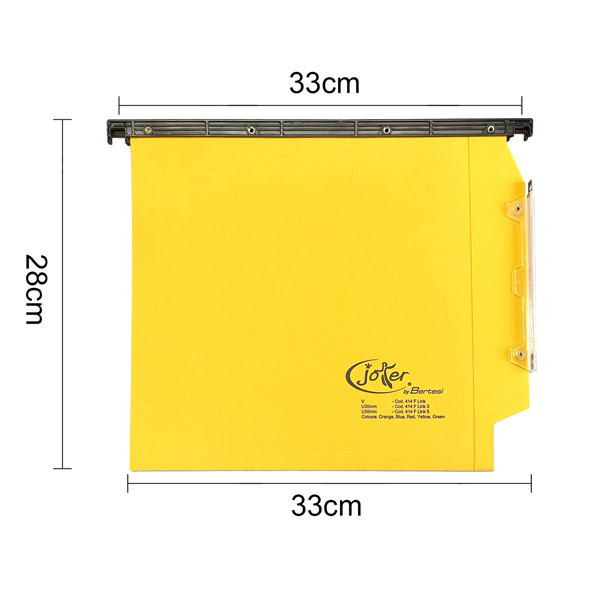 Cartella sospesa Joker - armadio - interasse 33 cm - fondo V - 33 x 28 cm - giallo - Bertesi
