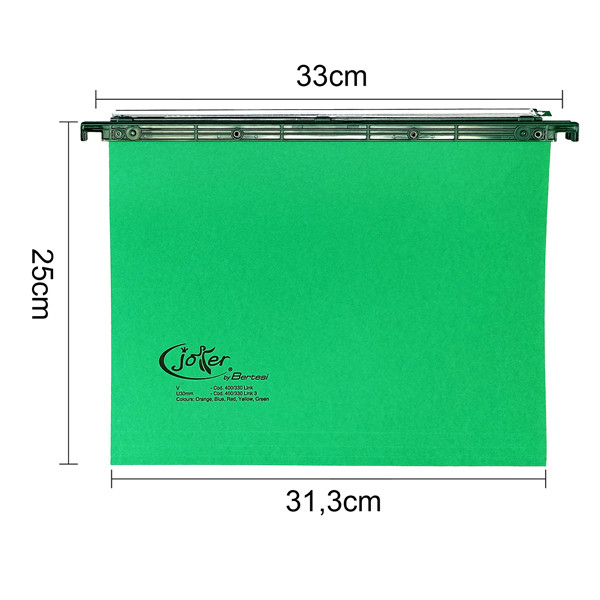Cartella sospesa Joker - cassetto - interasse 33 cm - fondo V - 31,3 x 25 cm - verde - Bertesi