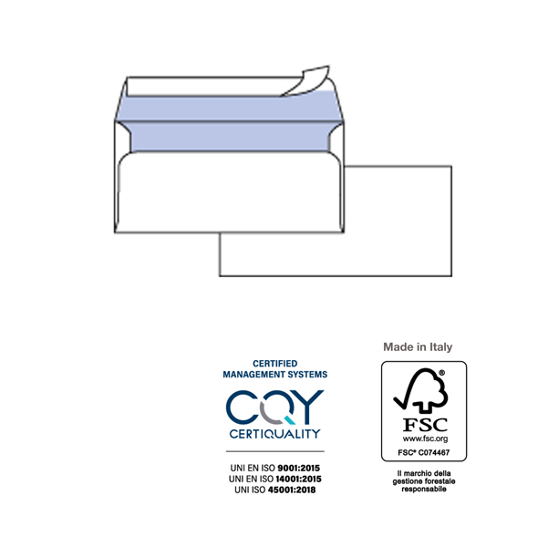 Busta SILVER80 STRIP FSC - bianca - internografata - senza finestra - 114 x 162 mm - 80 gr - Pigna - conf. 25 pezzi