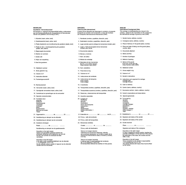 Modello C.M.R. lettera vettura internazionale - 5 copie autoricalcanti - 12''x 24cm - 100 fogli - Edipro