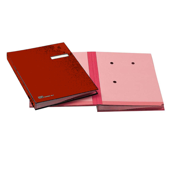 Libro firma - 18 intercalari - con porta etichette - 24x34 cm - rosso - Fraschini