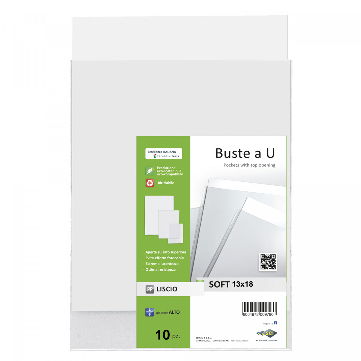 Buste a sacco Soft - PPL - 13 x 18 cm - liscio - trasparente - Sei Rota - conf. 10 pezzi