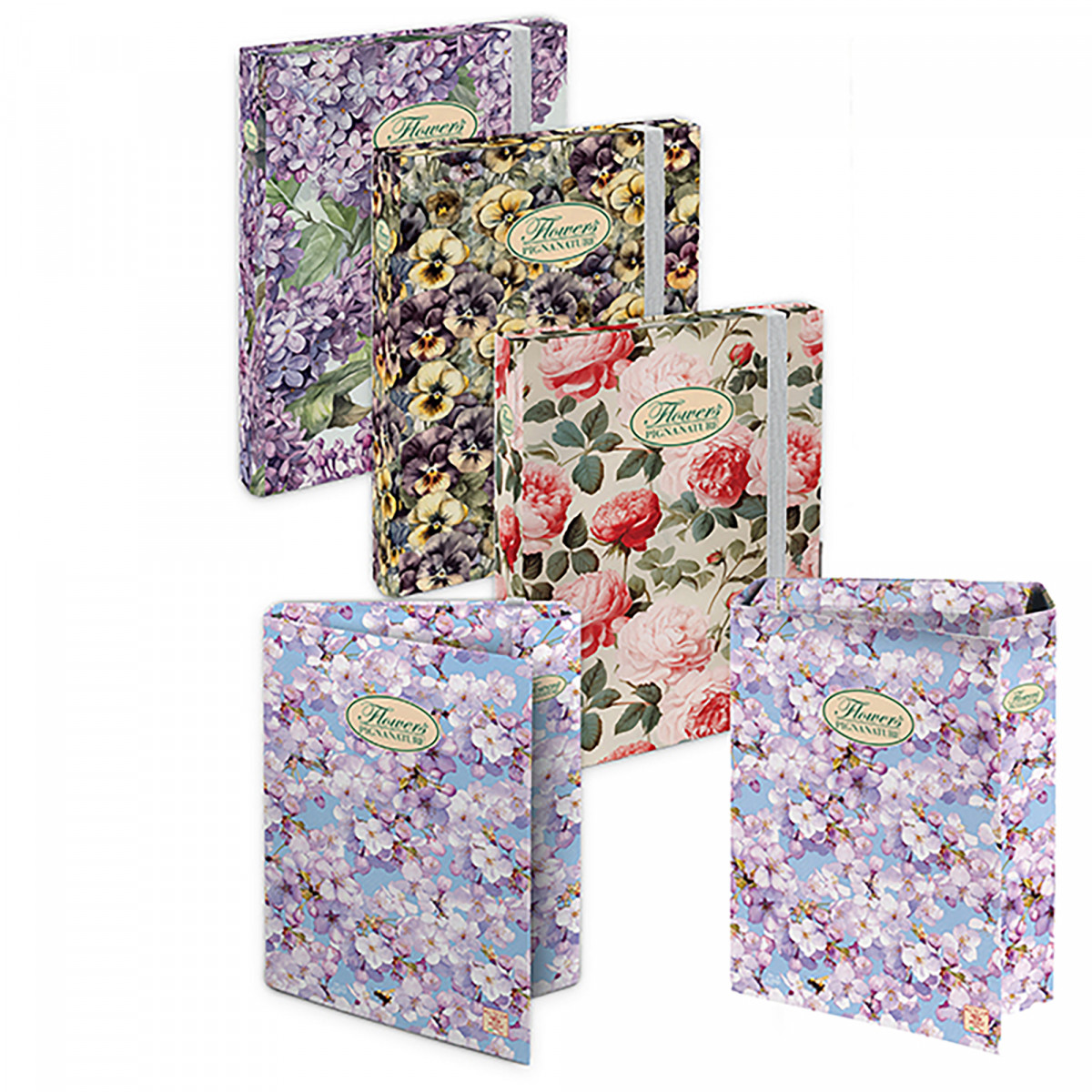 Cartella progetti Nature Flowers - 26 x 34 cm - dorso 7 cm - con elastico - Pigna