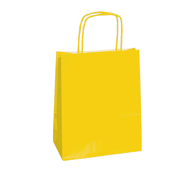 Shopper in carta - maniglie cordino - 22 x 10 x 29cm - giallo - conf. 25 sacchetti