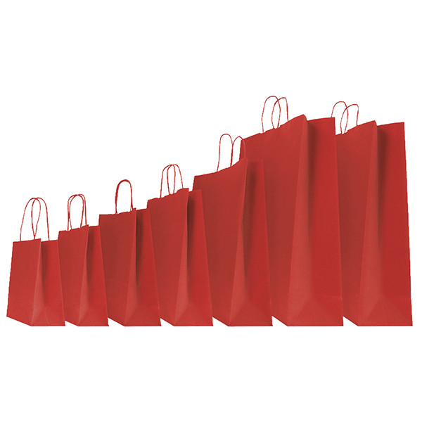 Shopper Twisted - maniglie cordino - 45 x 15 x 50 cm - carta kraft - rosso - Mainetti Bags - conf. 25 pezzi