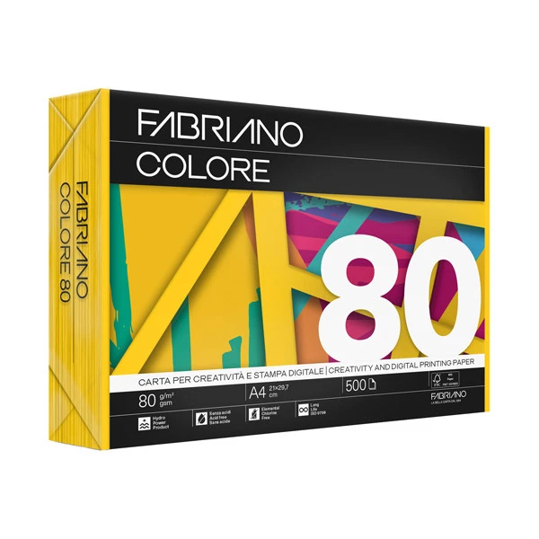 FabrianoColore - A4 - 80 gr - colori  forti giallo - Fabriano - conf. 500 fogli