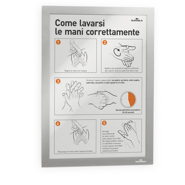 Cornice espositiva Duraframe - A4 - 21 x 29,7 cm - silver - Durable