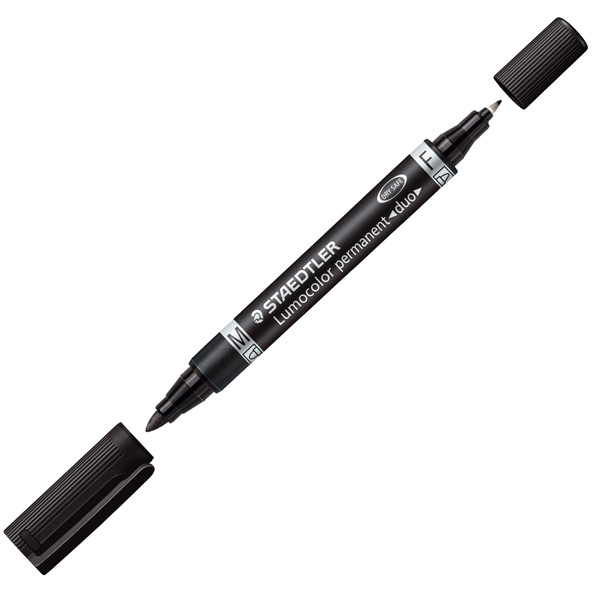 Pennarello Lumocolor Permanent Duo 348 punta feltro - punta 0,6mm e 1,5mm - astuccio 4 colori - Staedtler