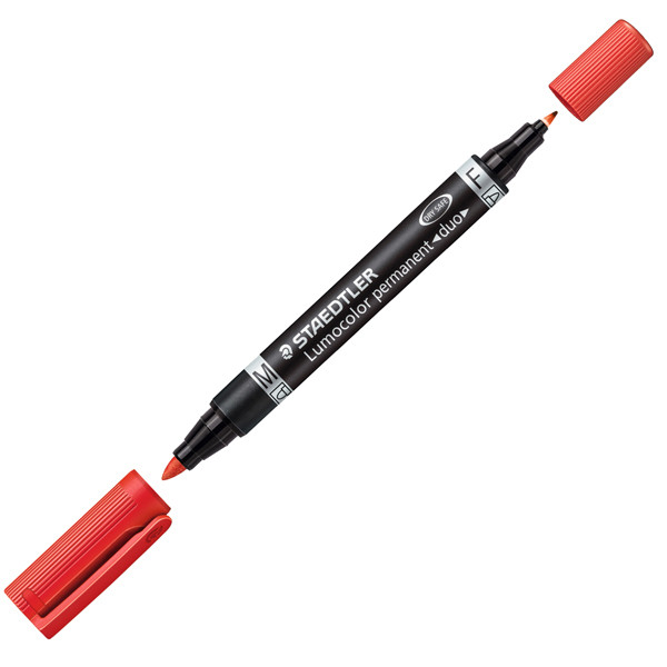 Pennarello Lumocolor Permanent Duo 348 punta feltro - punta 0,6mm e 1,5mm - astuccio 4 colori - Staedtler