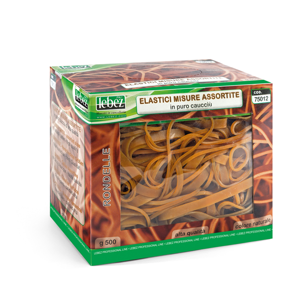 Elastici - caucciU' - misure assortite - Lebez - scatola da 500 gr