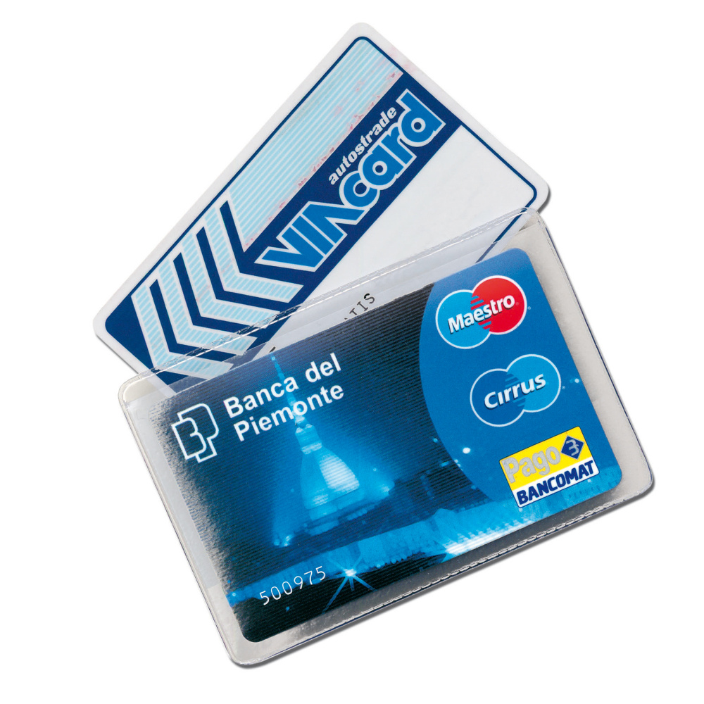 Portacard Cristalcard - per 2 tessere - 9,7x6,3 cm - Alplast - conf. 100 pezzi