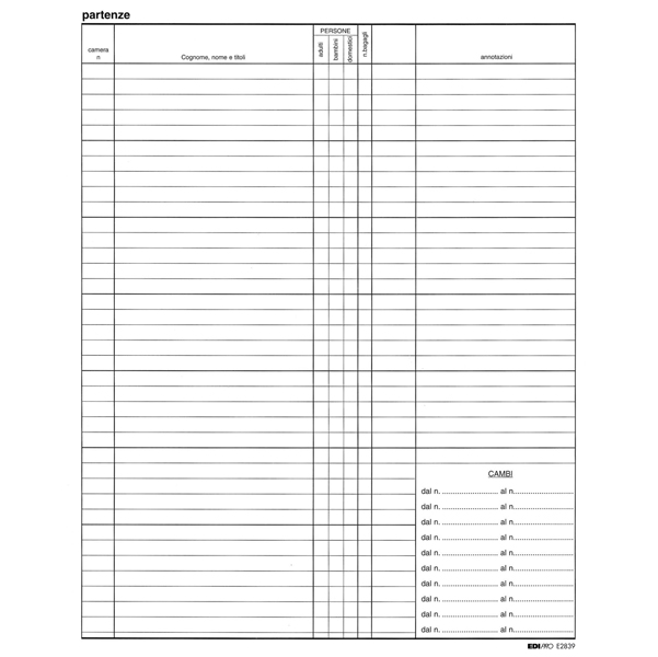 Registro arrivi/partenze - 31 x 24,5cm - 46pg - Edipro