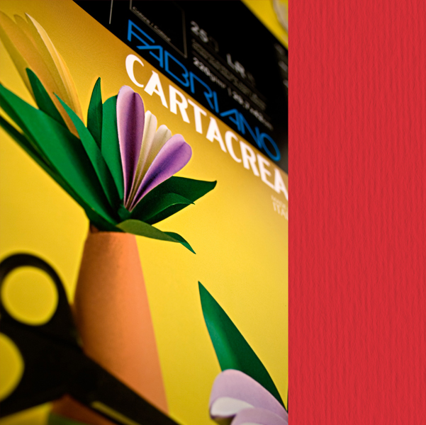 Cartoncino CartaCrea - 35x50cm - 220gr - ciliegia - Fabriano - blister 10 fogli