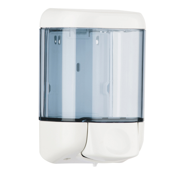 Dispenser da muro per sapone liquido - 12,8x11,2x20,5 cm - capacitA' 1 L - bianco/azzurro trasparente - Mar Plast