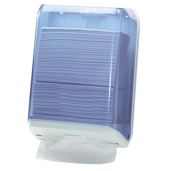 Dispenser asciugamani piegati - 28x13,7x37,5 cm - plastica - bianco/azzurro trasparente - Mar Plast