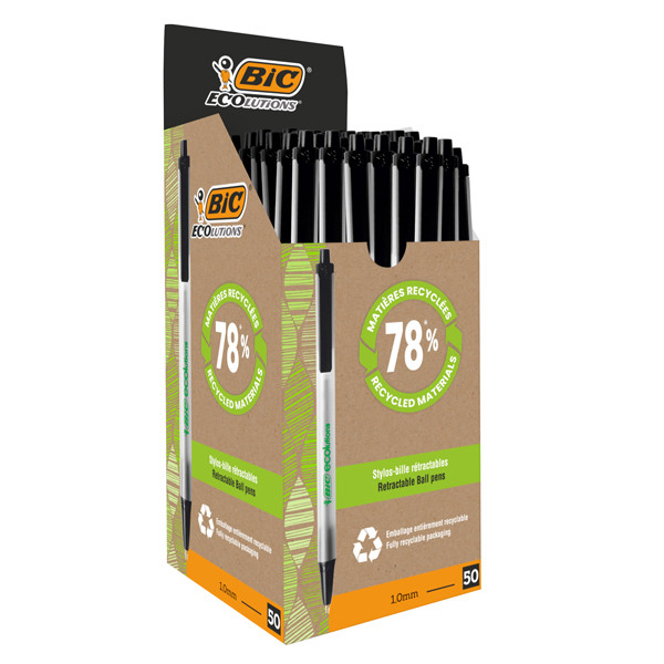 Penna a sfera a scatto ECOlutions - punta 1,0mm - nero - punta 1,0mm - Bic - conf. 50 pezzi