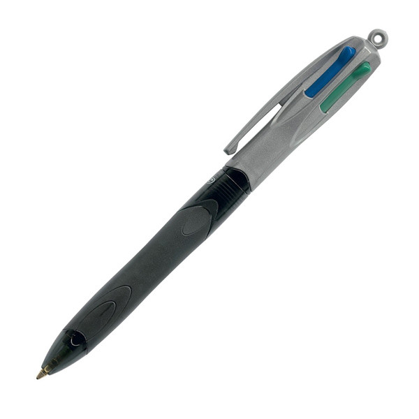 Penna a sfera scatto multifunzione 4 Colours Grip Pro - punta 1,0mm - nero, blu, rosso, verde - Bic