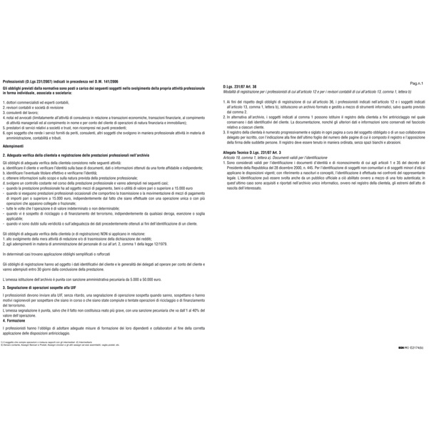 Registro antiriciclaggio per professionisti - 31 x 24cm - 46 fogli - Edipro