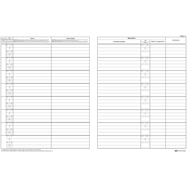 Registro antiriciclaggio per professionisti - 31 x 24cm - 46 fogli - Edipro