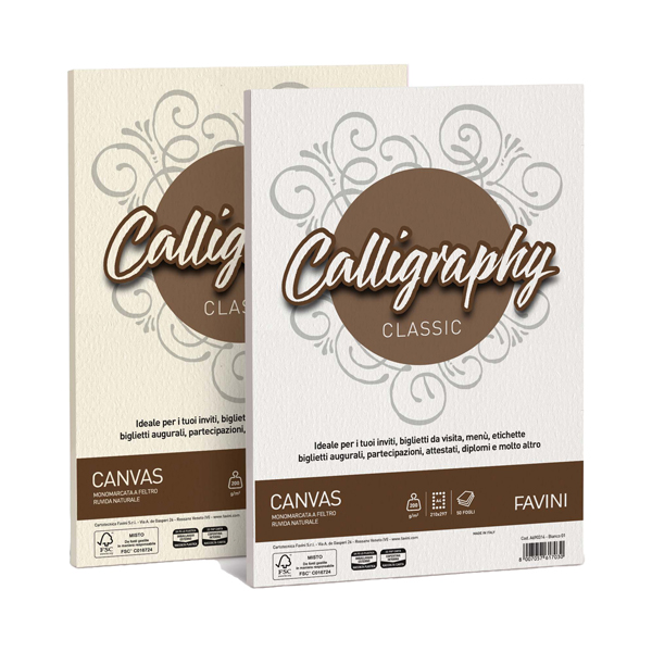 Carta Calligraphy Canvas - A4 - 100 gr - avorio 02 - Favini - conf. 50 fogli