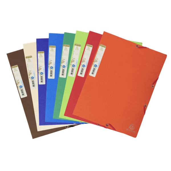 Cartellina con elastico - cartone riciclato - 3 lembi - 24 x 32 cm - colori assortiti - Exacompta