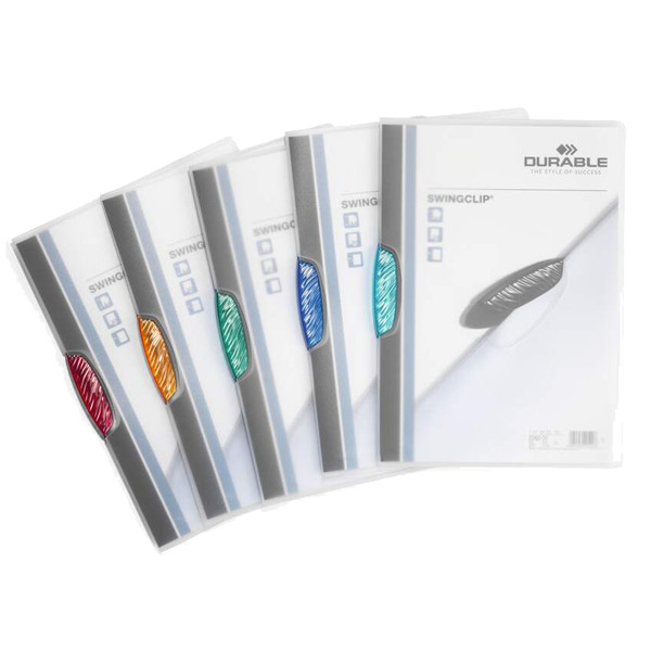 Cartellina con clip Swingclip - A4 - PP - trasparente - Durable - conf. 5 pezzi