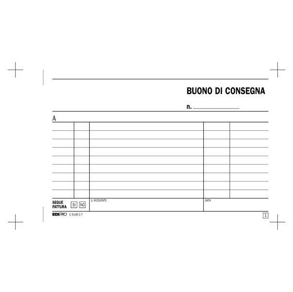 Blocco buoni consegna - 33 fogli 3 copie autoricalcanti - 10 x 17cm - Edipro