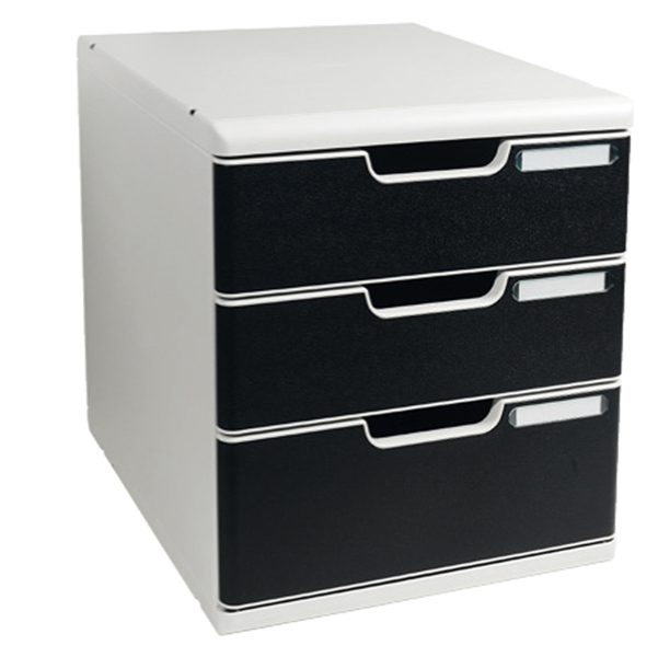 Cassettiera Modulo A4 -  28,8 x 32 x 35 cm - 3 cassetti - grigio/nero - Exacompta