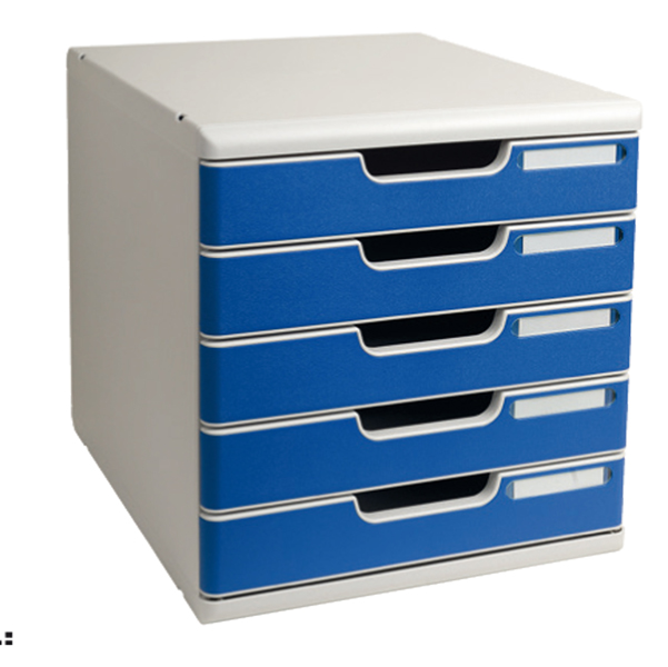 Cassettiera Modulo A4 -  28,8 x 32 x 35 cm - 5 cassetti - grigio/blu - Exacompta