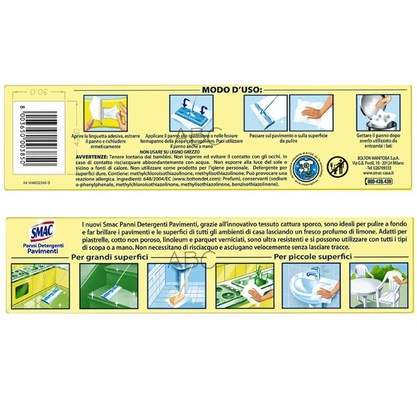 Panni Smac System pavimenti e multiuso - limone - Smac - conf. 12 pezzi
