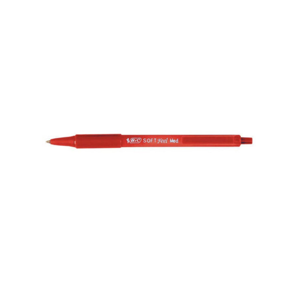 Penne a sfera a scatto Soft Feel - punta 1,0mm - rosso - Bic - conf. 12 pezzi