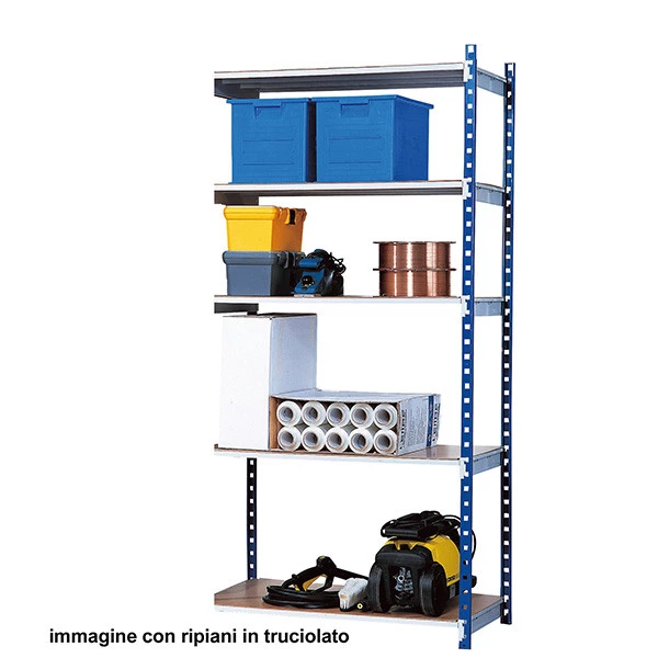 Scaffale Rang'Eco180 - modulo aggiunta - 5 ripiani - portata ripiano 180 kg - 100 x 35 x 200 cm - acciaio - grigio/blu - Paperflow