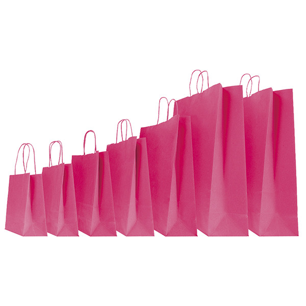 Shopper Twisted - maniglie cordino - 26 x 11 x 35 cm - carta kraft - magenta - Mainetti Bags - conf. 25 pezzi