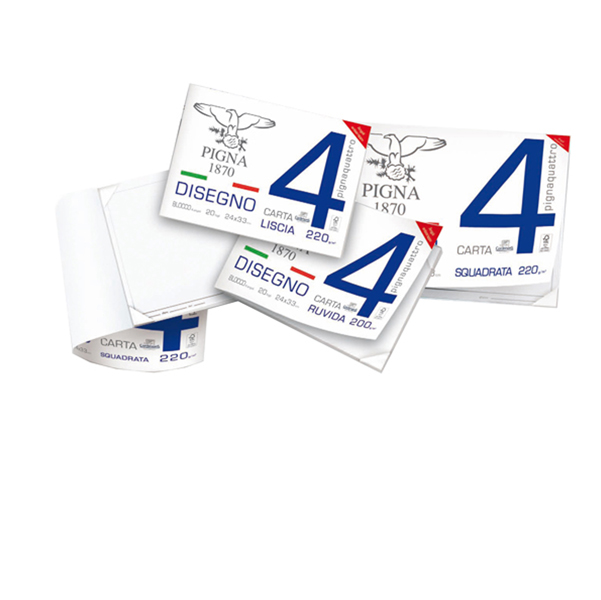 Blocco Pigna4 - 240x330mm - 4 angoli - 20fg - 200gr - liscio - Pigna