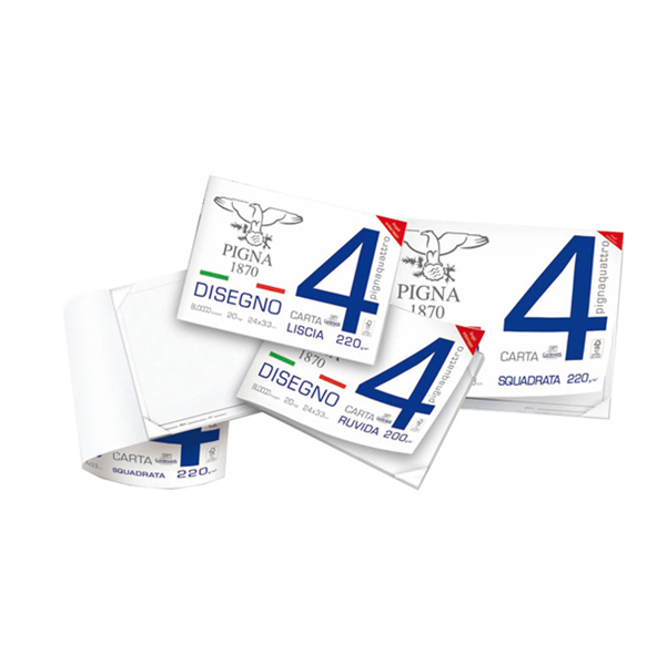 Blocco Pigna4 - 330x480mm - 4 angoli - 20fg - 200gr - ruvido - Pigna